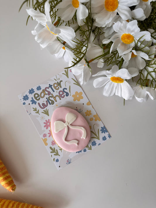 Easter Wishes Bow Egg Cookie